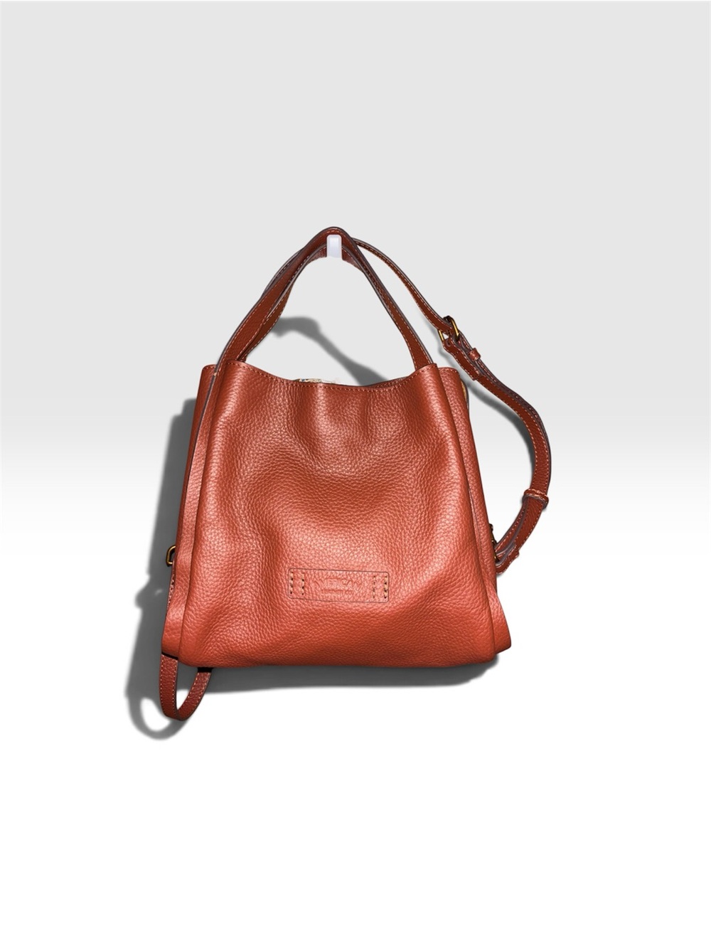 American Leather Co. Triple compartment Pebbled Leather Shoulder Bag Aurburn